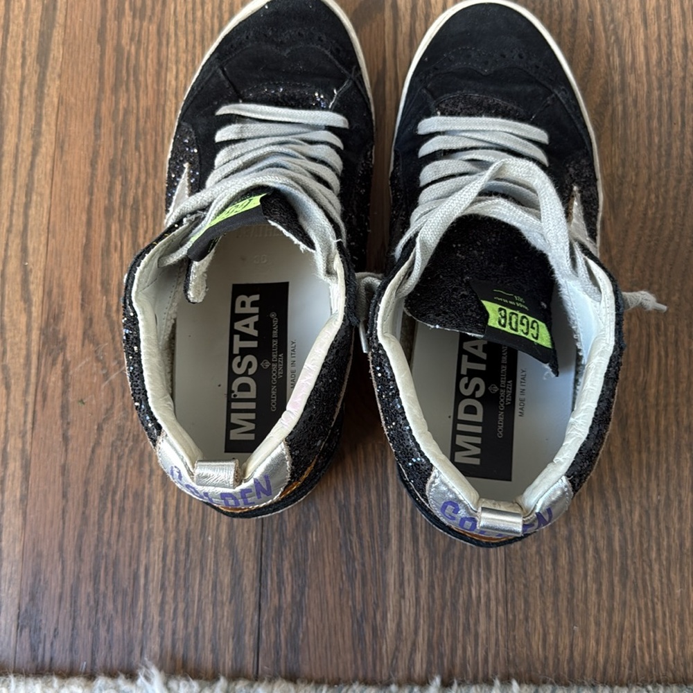 Golden Goose MidStar Black Glitter Sneakers, Good Condition: Size 8 - Picture 14 of 14